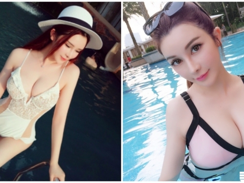 混血正妹「泳池解放飽滿深溝」，巨乳曝光超讓人噴血的！
