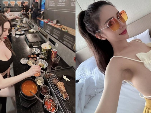 韓式燒肉驚見「爆乳正妹」用餐！「雲嫣」挺雪白F奶大吃肉肉，路人看不停