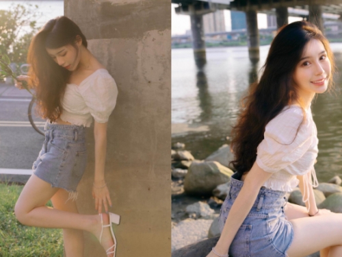 河堤驚見「天菜少女」回眸甜笑，甜力搭「性感小蠻腰」讓人融化