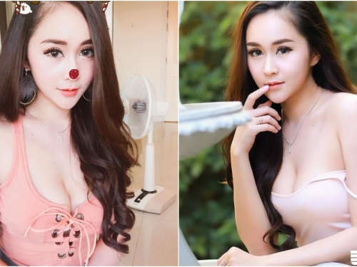 肩帶又掉啦！「豐滿大奶妹」隨時隨地都在爆乳！「白皙美背」也是大殺器！