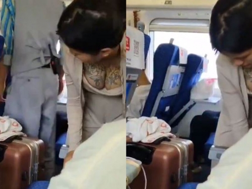 妹子列車上低頭整理包包 「超飽滿安全氣囊」驚呆網友