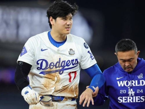 世界大賽》大谷翔平盜壘失敗後遭遇傷情 疑似左肩受傷！