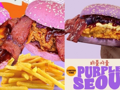 別醬紫有話好好說！印尼 Burger King 推毒系漢堡「紫色首爾」...網喊先不要