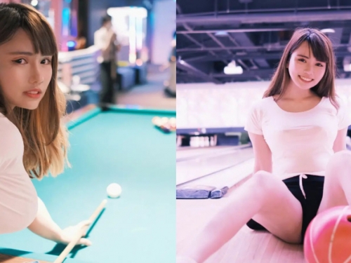 張弄弄自備兩顆「大母球」打撞球　讓人好想一桿進洞！