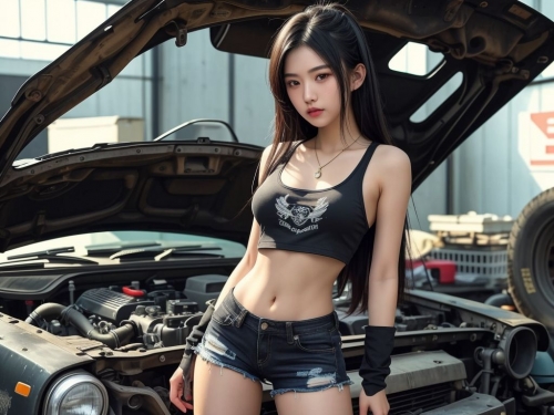 Sister Trainee Technician at the garage