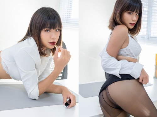 外向女同事「瀞諠」加班更放蕩，「小麥美尻」包黑絲瘋狂勾引！