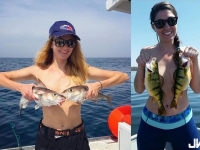 「鮮奶照」正夯！妹子出海捕魚　脫比基尼跟獵物合照