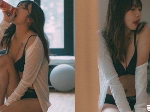 把自己灌醉！「豐滿正妹」週末沒人陪，寂寞難耐只好內衣褲上陣自己解渴！