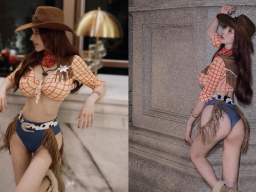 沒看過這麼胸的胡迪！人間芭比雲嫣化身超辣女牛仔上下都露