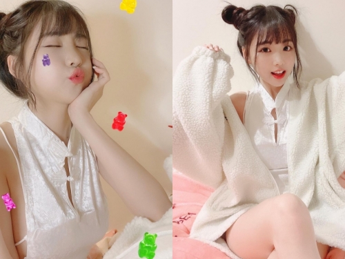 清新可愛的「軟萌系正妹」趙兔兔，性感旗袍小露「雪白側乳」，粉絲看到受不了！