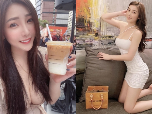 長髮下暗藏乳波！吃貨正妹「許薇安Vivi Hsu」豐滿上圍快溢出，比手上的拿鐵還要重乳！