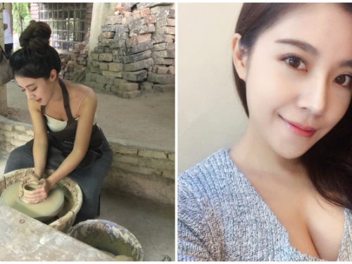 玩陶藝驚見「美乳正妹」！網搜發現是「超正空姐」，不只顏值逆天身材還超火辣！