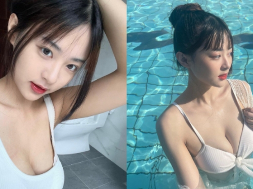 玩水lo！「輔仁電眼妹」泳池大玩飄飄乳，「人間胸器」造福普羅雄性！
