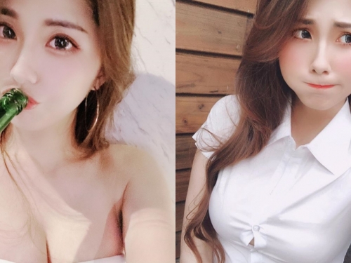 性感OL「沐沐」白襯衫扣子偷偷爆開！下班後回家喝一杯更要「爆乳大解放」！