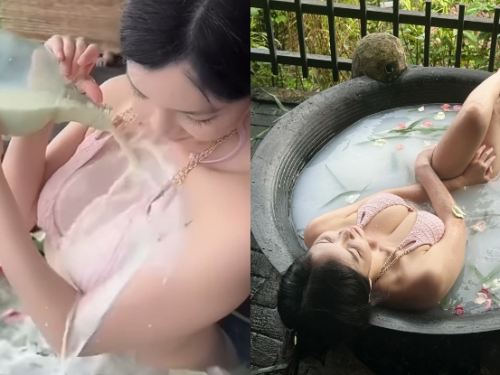 乳香四溢！長腿女神「羅莉」曬超讚視角，「奶上加奶」湯超補！