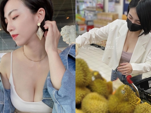 短髮御姐「吃勤 Chi Chin」巨乳豐滿好迷人，低胸採買榴槤讓網友驚呼：那麼大！