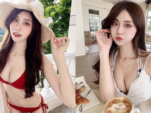 小隻馬「MiMi 佳佳兒」爆乳享用下午茶，深V小洋裝「美乳好飽滿」！
