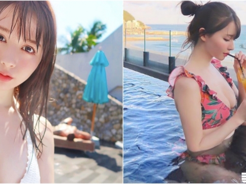 超萌「美乳櫻花妹」電眼好勾人！池中「雪乳綻放」又圓又亮眼！想親手餵她喝果汁！