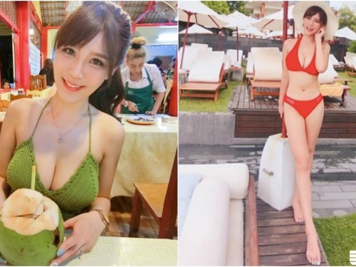 椰奶好喝！氣質奶妹度假「大秀豪乳」，胸前飽滿份量「跟椰子一樣大」！