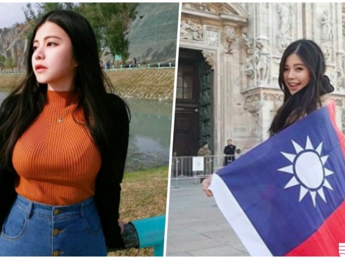 「超兇正妹」米蘭披國旗拍照！超完美胸型太顯眼：是台灣難波萬啊！