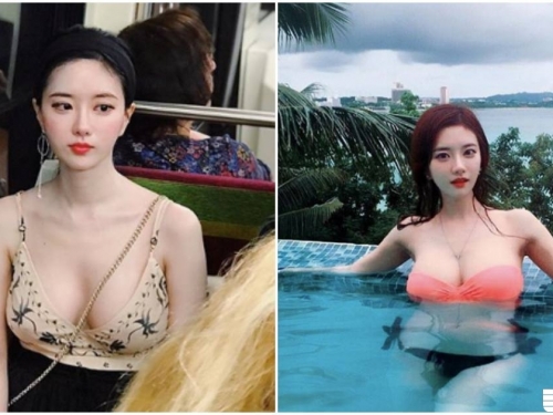 火辣姐姐「胸部比臉大」，核彈級美乳泡水都要滿出來了！