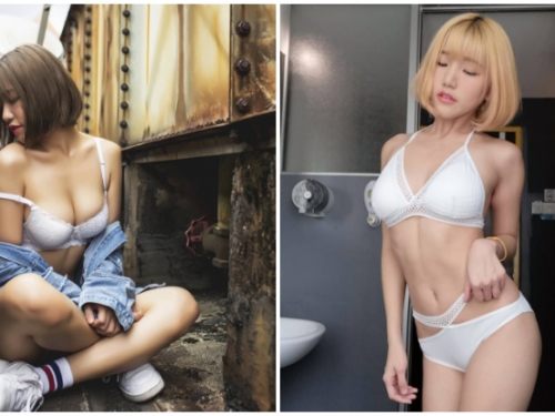 暗巷中肩帶滑落！「巨乳正妹」糖糖火辣身材街邊誘惑，美乳美尻都給你看！