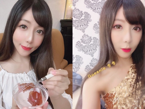 長髮女神「步步」性感吃茶凍，小露香肩「曲線好撩人」！
