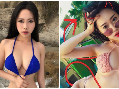 再拉下來一點點！「爆乳正妹」輕拉比基尼用具乳挑釁你，小壞蛋想要你的懲罰！