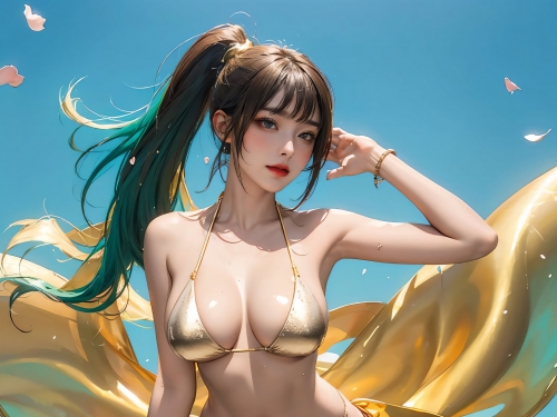 Beach golden bikini &amp; nude adult pictorial 2.7D Part 1