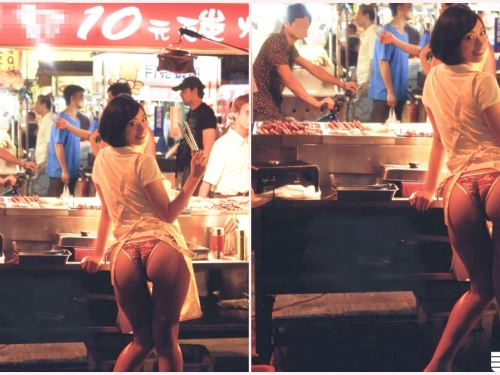 狂！夜市驚見「蜜桃臀老闆娘」露出100cm美臀！極品的「害羞畫面」讓人好想排隊喔...