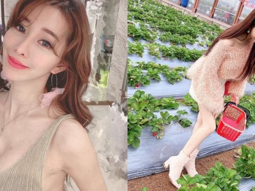 美乳甜心採草莓！「IVY」小露香肩大秀美腿，好想和她一起種好多草莓吃～