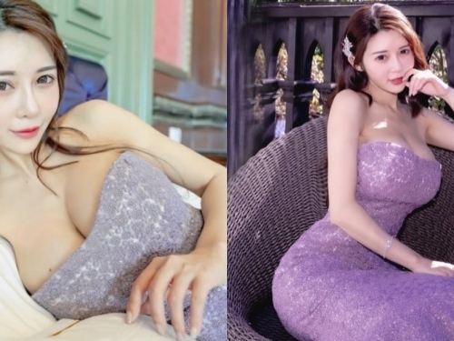 老英格蘭莊園出現「巨乳美人魚」！甜心正妹「安希」辣秀紫色婚紗，超狂Ｓ曲線好迷人