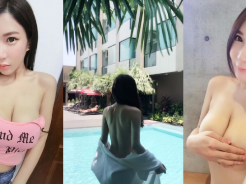 F奶大解放！JKF女郎「媗媗」入境隨俗在飯店裸泳！場面太刺激就快hold不住！