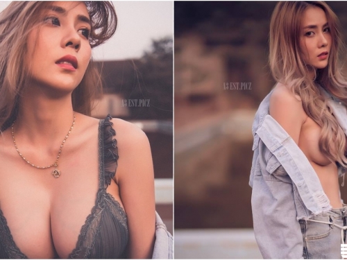 情人節的兇猛誘惑！「大奶女友」室外直接脫內衣，牛仔外套藏不住兩顆圓球！