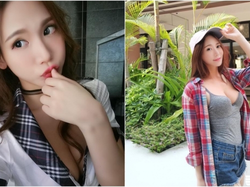 壞壞制服妹「Sunny」出沒～深V領口內容物驚人，逛街穿小可愛也辣翻全場啊～