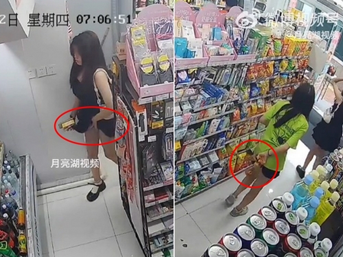 短裙長腿妹偷菸「翻裙塞內褲」 店家公布監視器引熱議