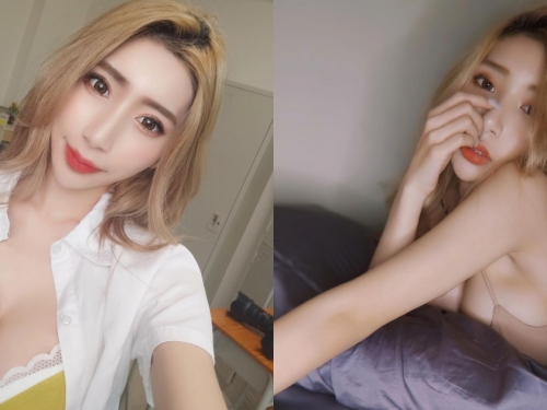 金髮制服妹「蕭晴」教室裡開扣自拍！「飽滿F奶」呼之欲出，私下辣照更兇猛！