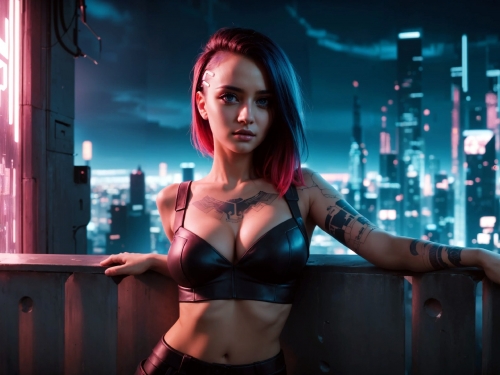 Cute Charming Cyberpunk Girl
