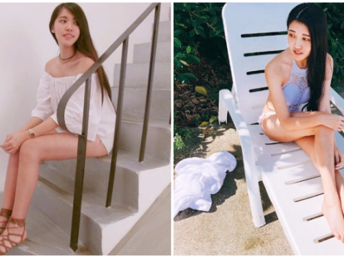 腿控的福利來了！陽光笑容搭上絕美「白皙美腿」，一秒成為沖繩海灘上最美風景！