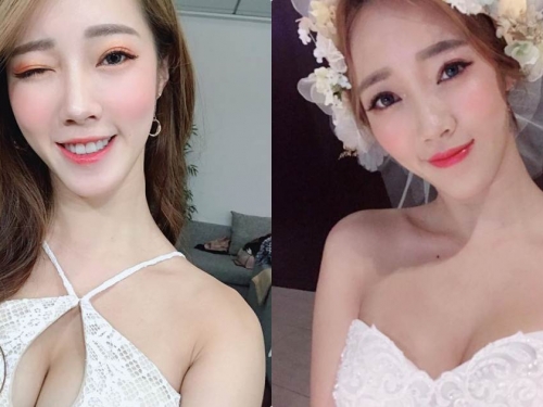 正妹「Clara克啦啦」新娘造型美翻，迷人白皙曲線「氣質滿分」！