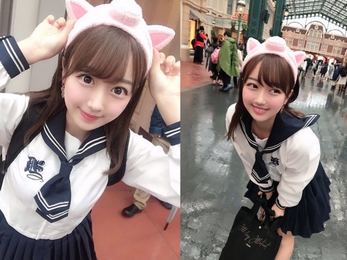 貓耳制服櫻花妹「みーみちゃん」水汪汪大眼看著你裝可愛　讓人超想抱回家收養