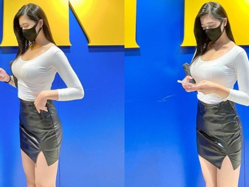 IKEA前驚見「巨乳皮裙妹」品妍！惹火身材換上比基尼「前凸後翹」超顯眼！