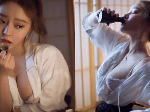 日系劍道服少女「邀你喝茶」！渾圓雪白「巨乳半露」看來喝的是奶茶！