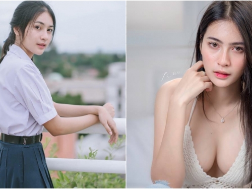學生妹的大突破！清純妹子下課後「大奶露出」 超小背心奶奶解放！