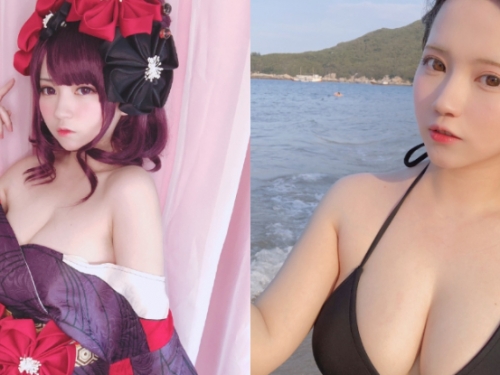 最強「童顏巨乳妹」！可愛Coser海邊「爆兩粒」　白嫩奶球分量十足！