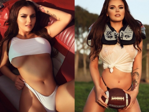 大奶比球大！爆乳妹「渾圓挺立」快衝破上衣　「乳首凸凸」形狀超明顯