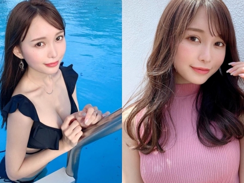 隱乳櫻花妹「泳池解放飽滿美胸」，「優質S曲線」好極品呀！