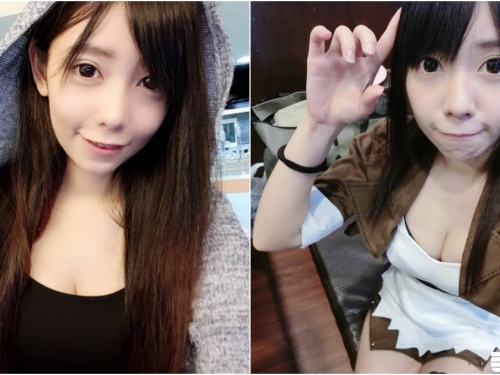 超萌大眼「實況正妹」，玩cosplay「小露酥胸」畫面好驚人，可愛又性感～
