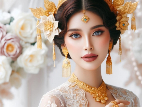 緬甸佛教之美～穿戴傳統服飾的緬甸美女