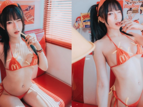 淘氣女店員「小艾啾啾」薯條亂插，「挑逗餵食」服務超周到！